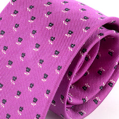 Dark Pink Floral Print Wide Silk Tie 8cm