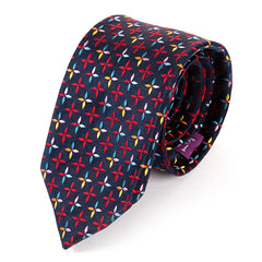 Red And Navy Blue Bold Star Silk Tie 7.5cm