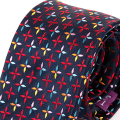 Red And Navy Blue Bold Star Silk Tie 7.5cm