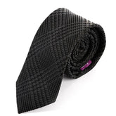 Black Houndstooth Slim Silk Tie 6cm