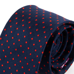 Navy Blue & Red Dot Silk Tie 7.5cm