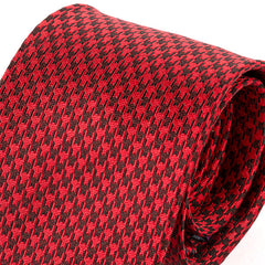 Red & Black Houndstooth Silk Tie 8cm