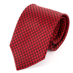 Red & Black Houndstooth Silk Tie 8cm