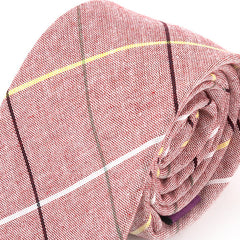 Pink and Yellow Striped Cotton Tie 7cm