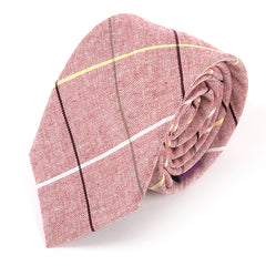 Pink and Yellow Striped Cotton Tie 7cm