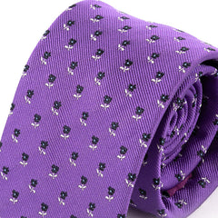 Purple Floral Print Wide Silk Tie 8cm