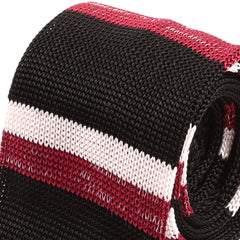 Rori Black & Red Striped Silk Knitted Tie 6cm