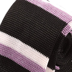 Rori Black & Purple Striped Silk Knitted Tie 6cm