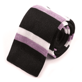 Rori Black & Purple Striped Silk Knitted Tie 6cm