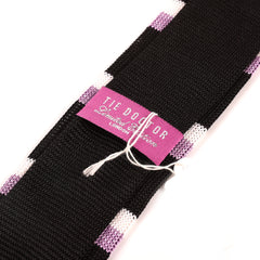 Rori Black & Purple Striped Silk Knitted Tie 6cm