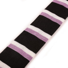 Rori Black & Purple Striped Silk Knitted Tie 6cm