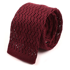 Oscar Burgundy Red Zigzag Silk Knitted Tie 6cm - Tie Doctor