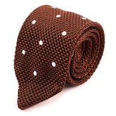 Brown Polka Dot Pointed Silk Knitted Tie 6cm - Tie Doctor