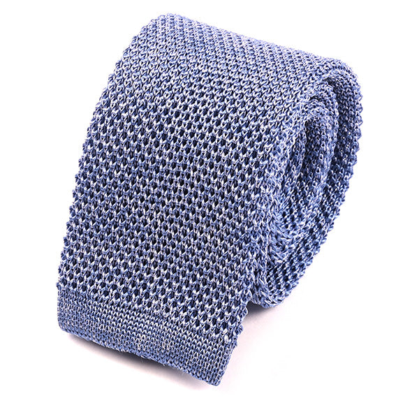 Light Blue Marl Silk Knitted Tie 6cm - Tie Doctor  