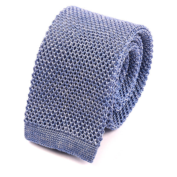 Light Blue Marl Silk Knitted Tie 6cm - Tie Doctor
