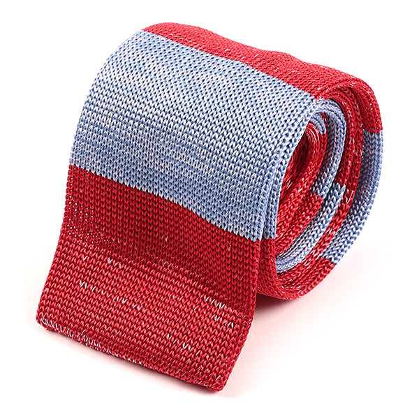 Janis Blue And Red Silk Knitted Tie - Tie Doctor