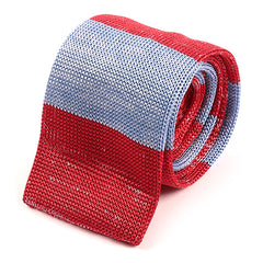 Janis Blue And Red Silk Knitted Tie - Tie Doctor