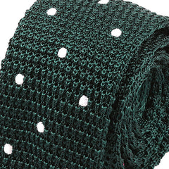 Dark Green Polka Dot Silk Knitted Tie 5.5cm - Tie Doctor