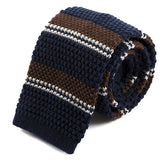 Thando Blue & Brown Striped Wool Knitted Tie 7cm - Tie Doctor