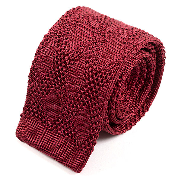 Atinu Dark Red Silk Knitted Tie 5.5cm - Tie Doctor