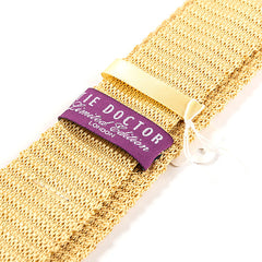 Cream and Blue Dot Silk Knitted Tie 5.5cm - Tie Doctor