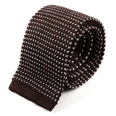 Brown Silk Knitted Tie with Heart Detail 6.5cm