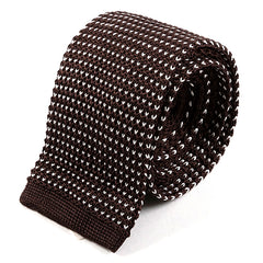 Brown Silk Knitted Tie with Heart Detail 6.5cm