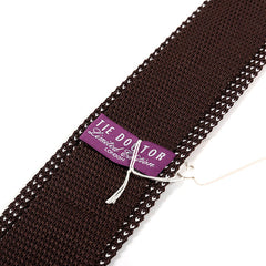Brown Silk Knitted Tie with Heart Detail 6.5cm