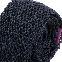 Navy Blue Soft Net Silk Knitted Tie 5.5cm
