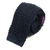 Navy Blue Soft Net Silk Knitted Tie 5.5cm