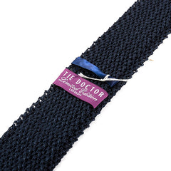 Navy Blue Soft Net Silk Knitted Tie 5.5cm
