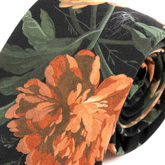 Aretta Black Floral Cotton Tie 7.5cm - Tie Doctor  