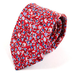 Red And Pink Floral Silk Tie 7cm - Tie Doctor  