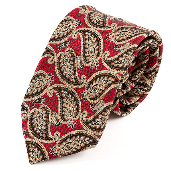 Red Hermosa Large Paisley Silk Tie 7.5cm - Tie Doctor