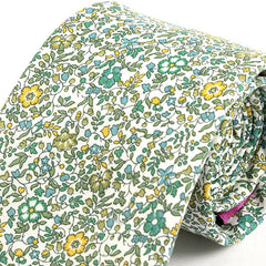 Green Azi Floral Cotton Tie 7.5cm - Tie Doctor
