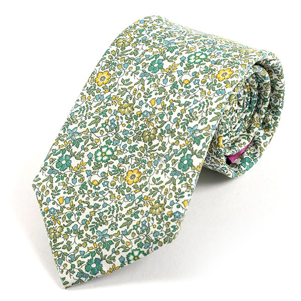 Green Azi Floral Cotton Tie 7.5cm - Tie Doctor