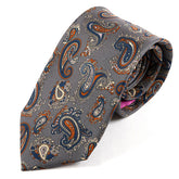 Dofi Grey And Blue Paisley Silk Tie 7cm - Tie Doctor