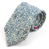 Blue Azi Floral Cotton Tie 7.5cm - Tie Doctor