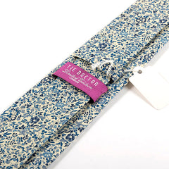Blue Azi Floral Cotton Tie 7.5cm - Tie Doctor