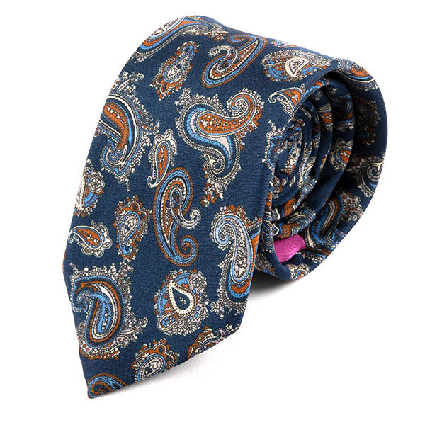 Dofi Blue Paisley Silk Tie 7cm - Tie Doctor  