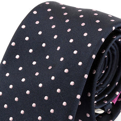 Navy And Pink Dot Silk Tie 7.5cm - Tie Doctor