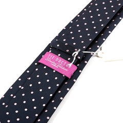 Navy And Pink Dot Silk Tie 7.5cm - Tie Doctor
