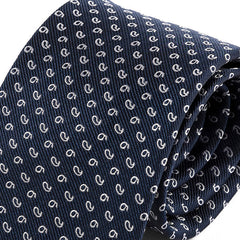 Navy Blue Mini Paisley Silk Tie 7cm - Tie Doctor