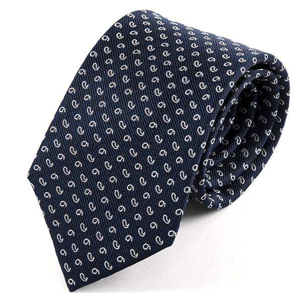 Navy Blue Mini Paisley Silk Tie 7cm - Tie Doctor