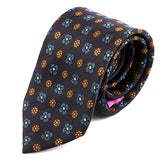 Navy Blue & Brown Dollis Floral Silk Tie 7cm - Tie Doctor