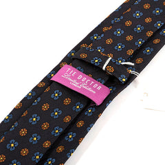 Navy Blue & Brown Dollis Floral Silk Tie 7cm - Tie Doctor