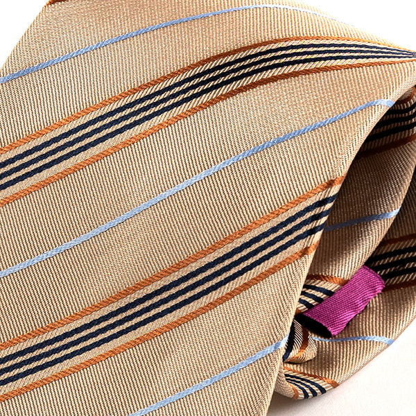 Brown Regi Striped Silk Tie 8cm - Tie Doctor  