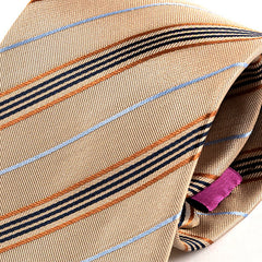 Brown Regi Striped Silk Tie 8cm - Tie Doctor