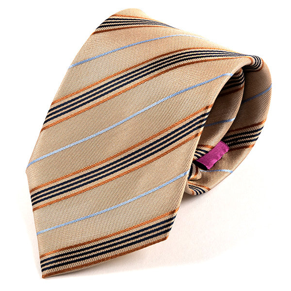 Brown Regi Striped Silk Tie 8cm - Tie Doctor