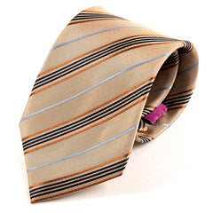 Brown Regi Striped Silk Tie 8cm - Tie Doctor